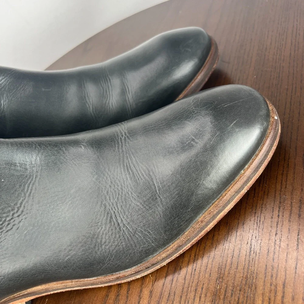 Superdry Meteor Boots Men's 8 Black Leather Chelsea Plain Toe Dress Moto Pull On